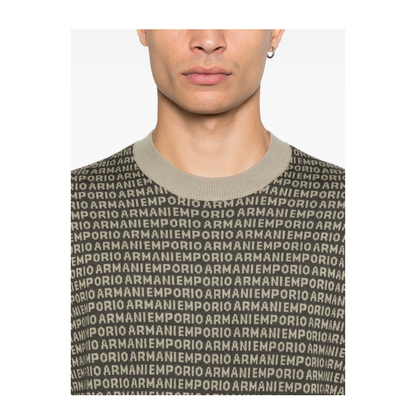 Virgin-Wool Jumper with All-Over Jacquard Signature Logo - Image 2