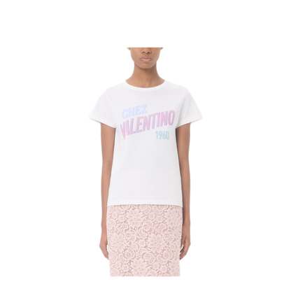 White Cotton T-Shirt With Logo Print - Image 3