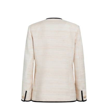 Milk-Honey Coloured Silk and Linen Jacket - Image 2
