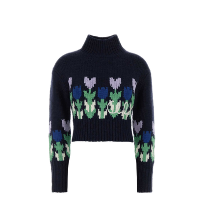 Navy Blue Wool Sweater - Image 1