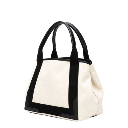 Navy Small Cabas in Beige - Image 2