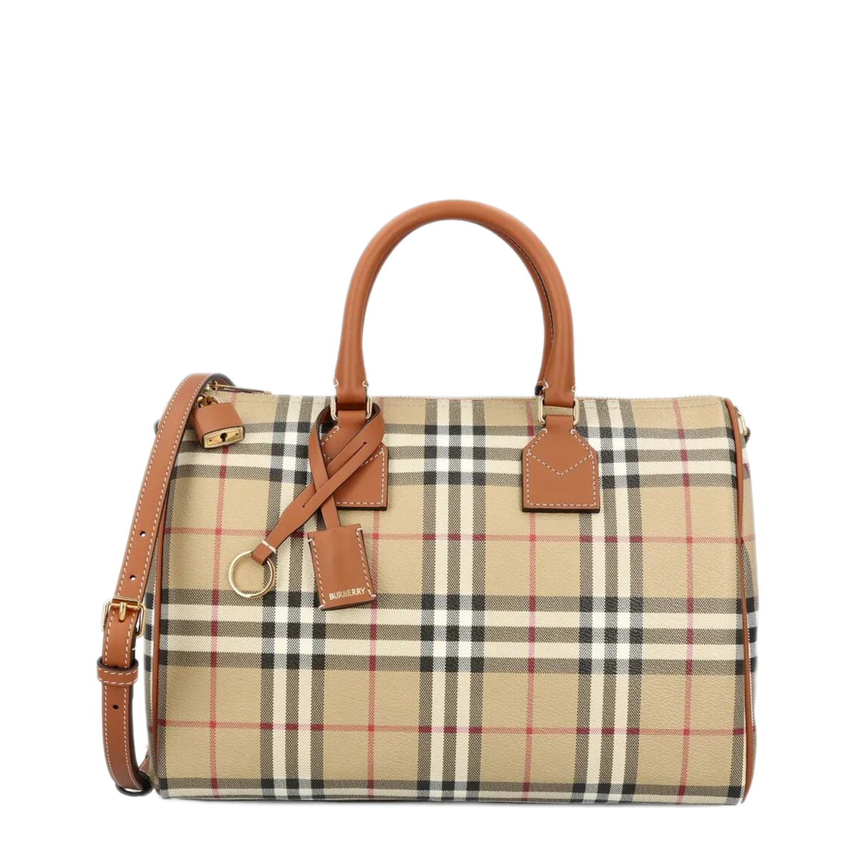 Check Medium Bowling Bag - Beige - Image 1