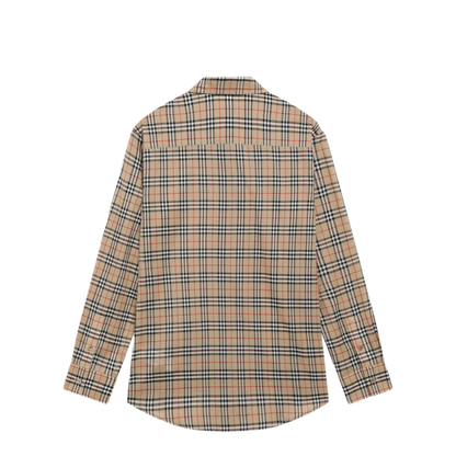 Beige Cotton Shirt with Check Pattern - Image 2