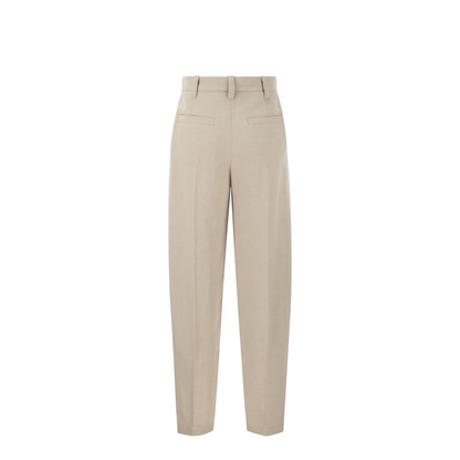 Curved Viscose and Linen Trousers - Image 2