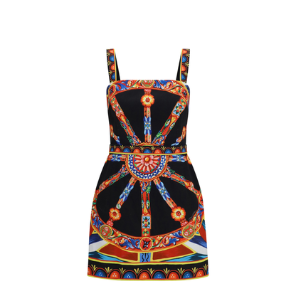 Fitted Printed Boat-neck Dress - Image 1