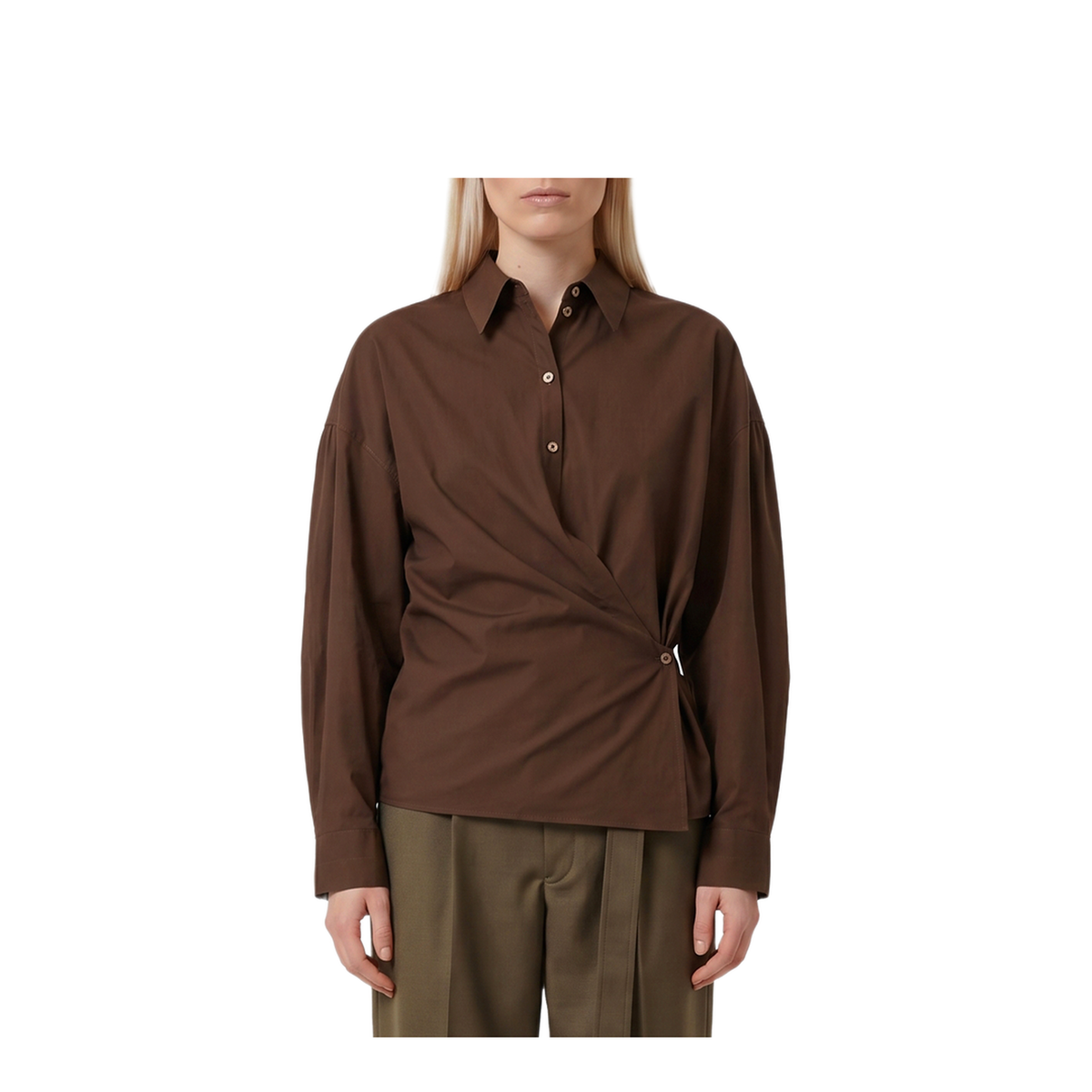 Straight Collar Twisted Shirt - Image 1