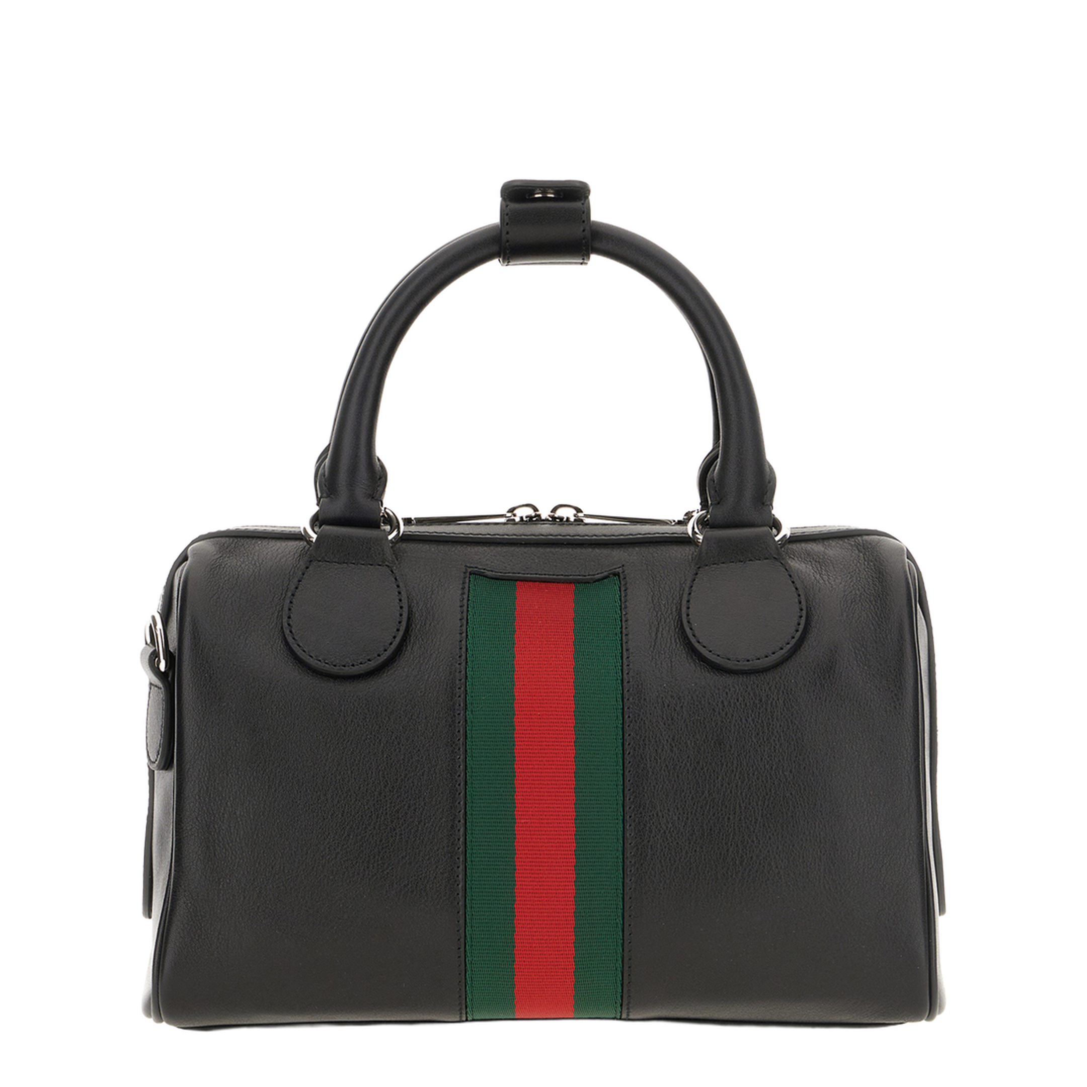 Web Trademark Small Leather Duffle Bag - Black - Image 3