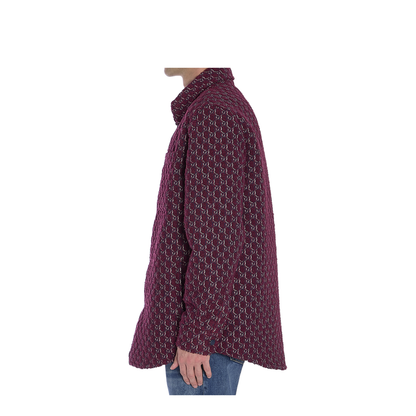 Burgundy Bouclé Padded Shirt - Image 3