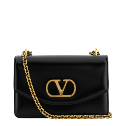 Black Leather Vain Shoulder Bag - Image 3