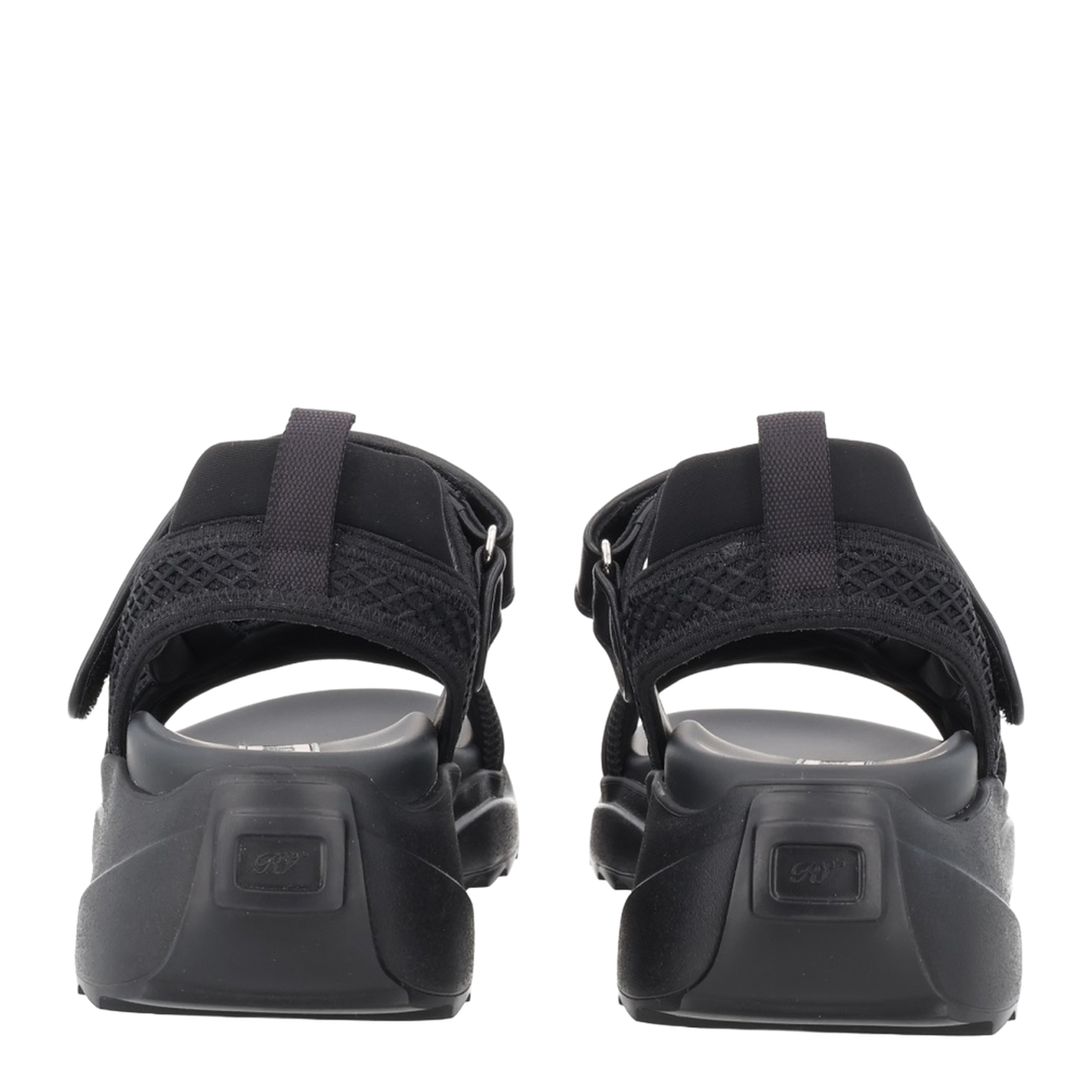 On The Run Black Leather And Textile Sandals - Image 4