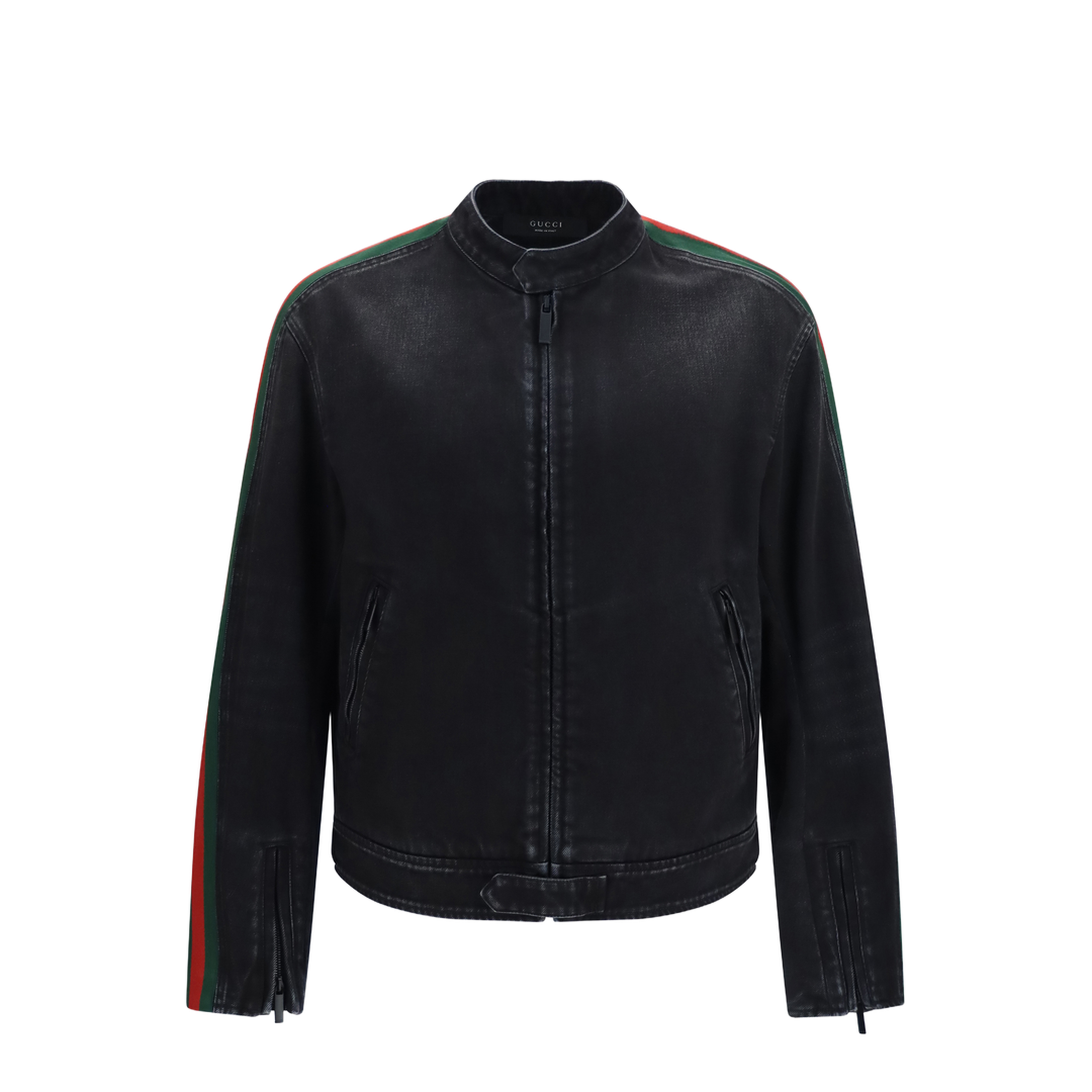 Cotton Denim Biker Jacket - Image 1