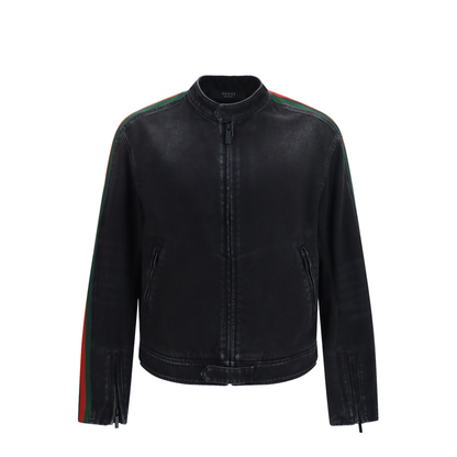 Cotton Denim Biker Jacket - Image 1