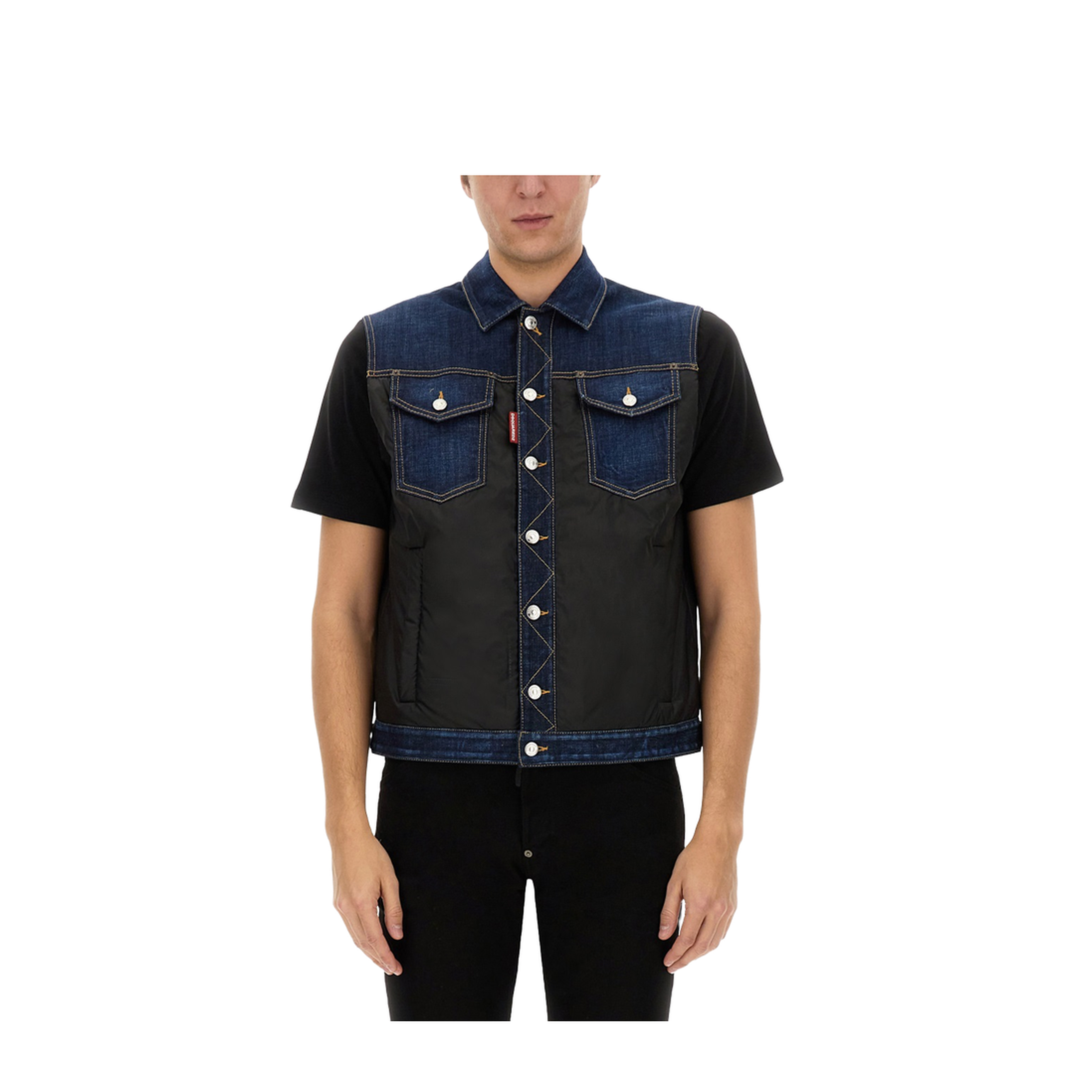 Denim Puffer Vest - Image 1