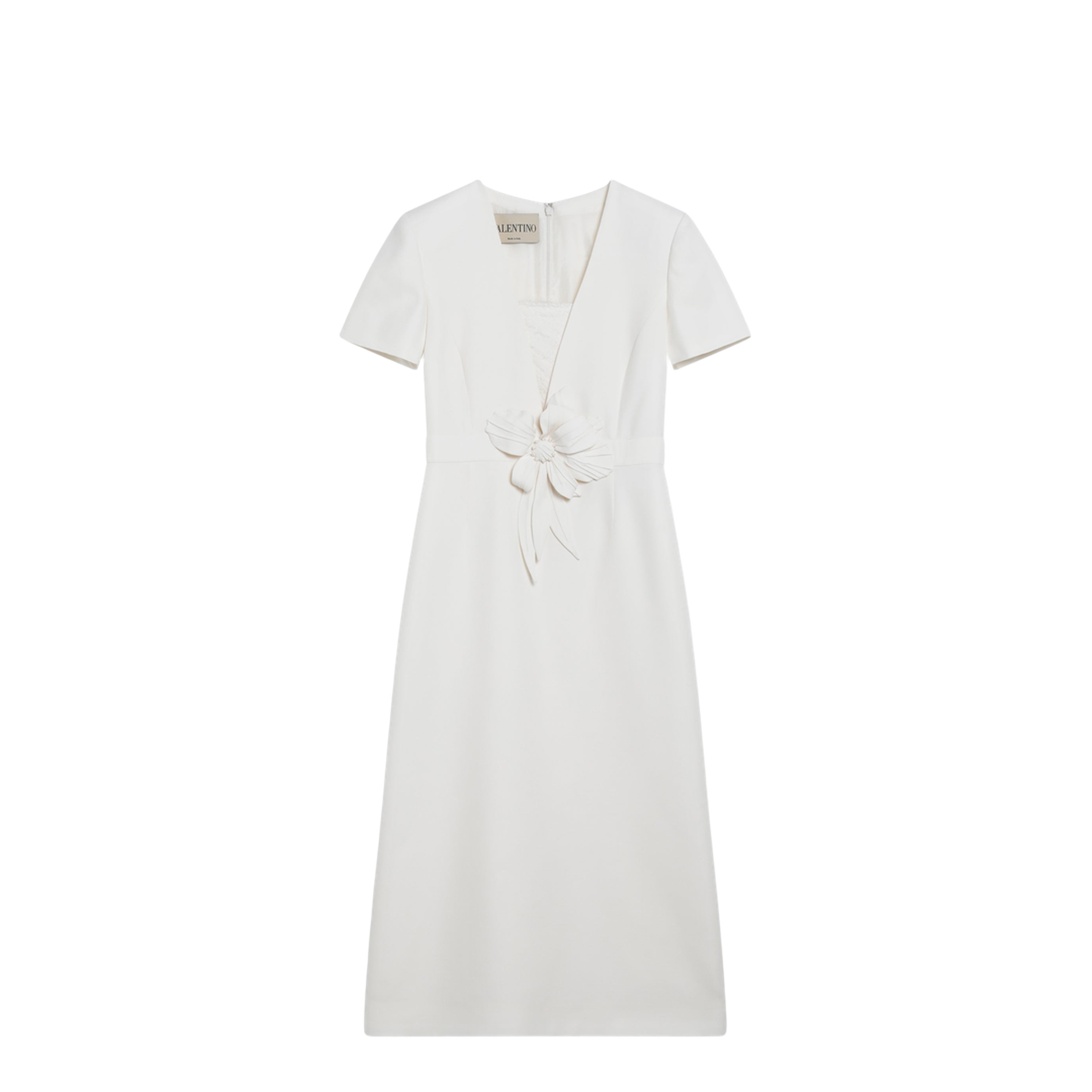 Embroidered Crepe Evening Dress in Ivory - Image 1