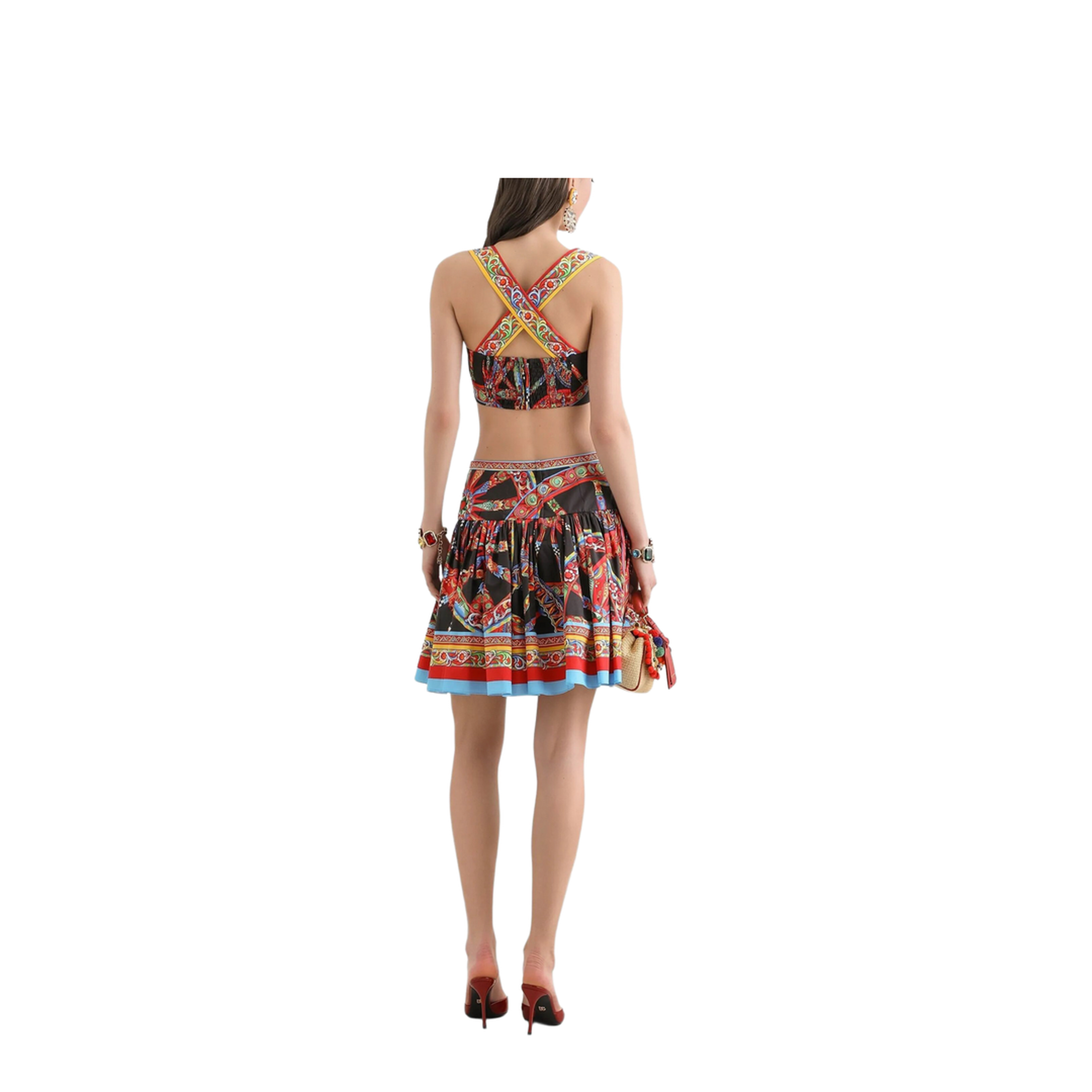 Mini Skirt in Poplin Carretto Print - Image 4
