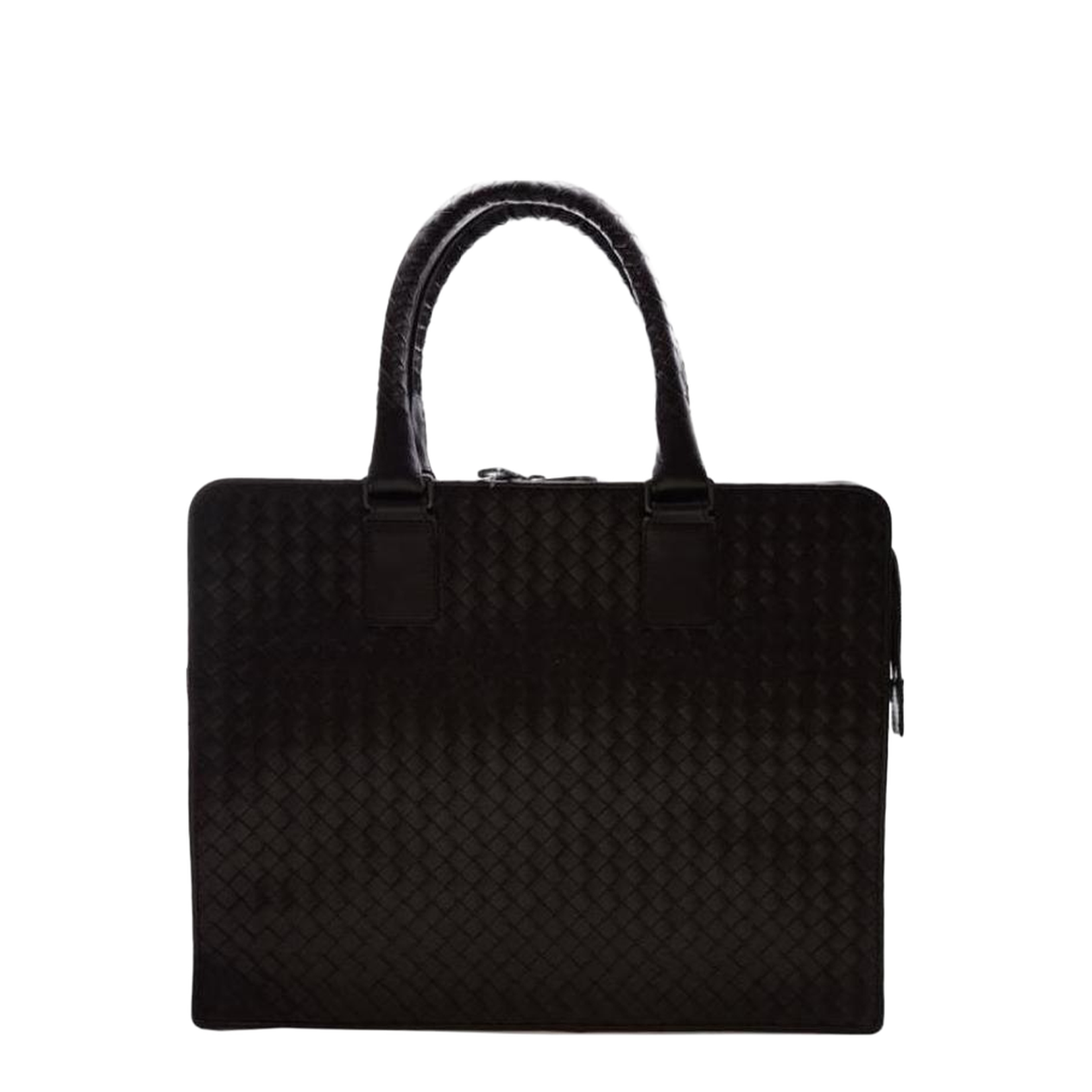 Intrecciato Leather Briefcase - Black - Image 1