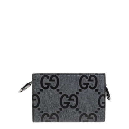 GG Jumbo Small Leather Crossbody Bag - Gray - Image 3