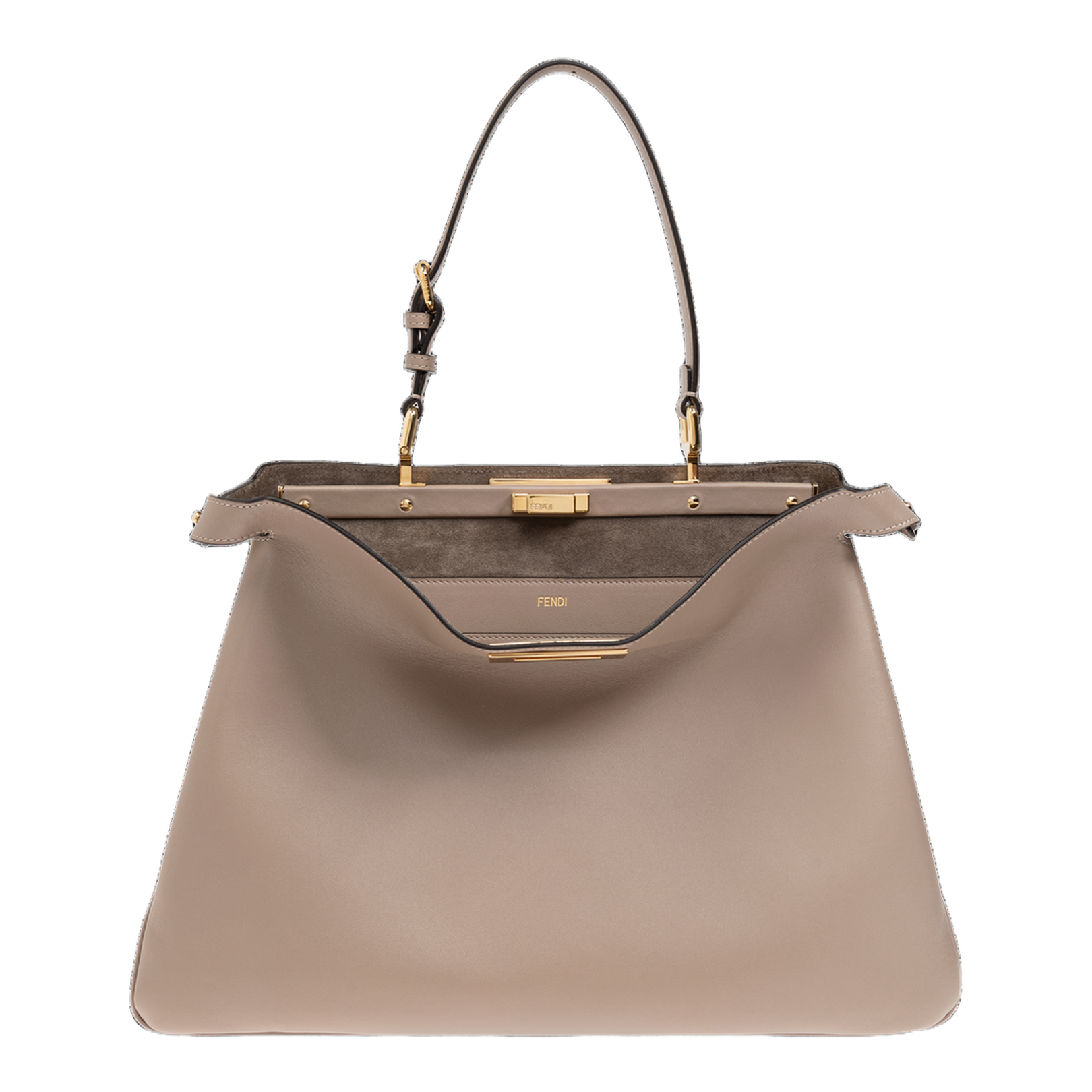 Peekaboo Large Leather Top Handle Bags - Beige - Image 1