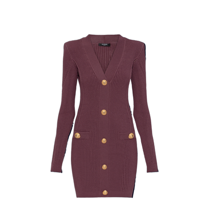 V-necked short dress red - Image 1