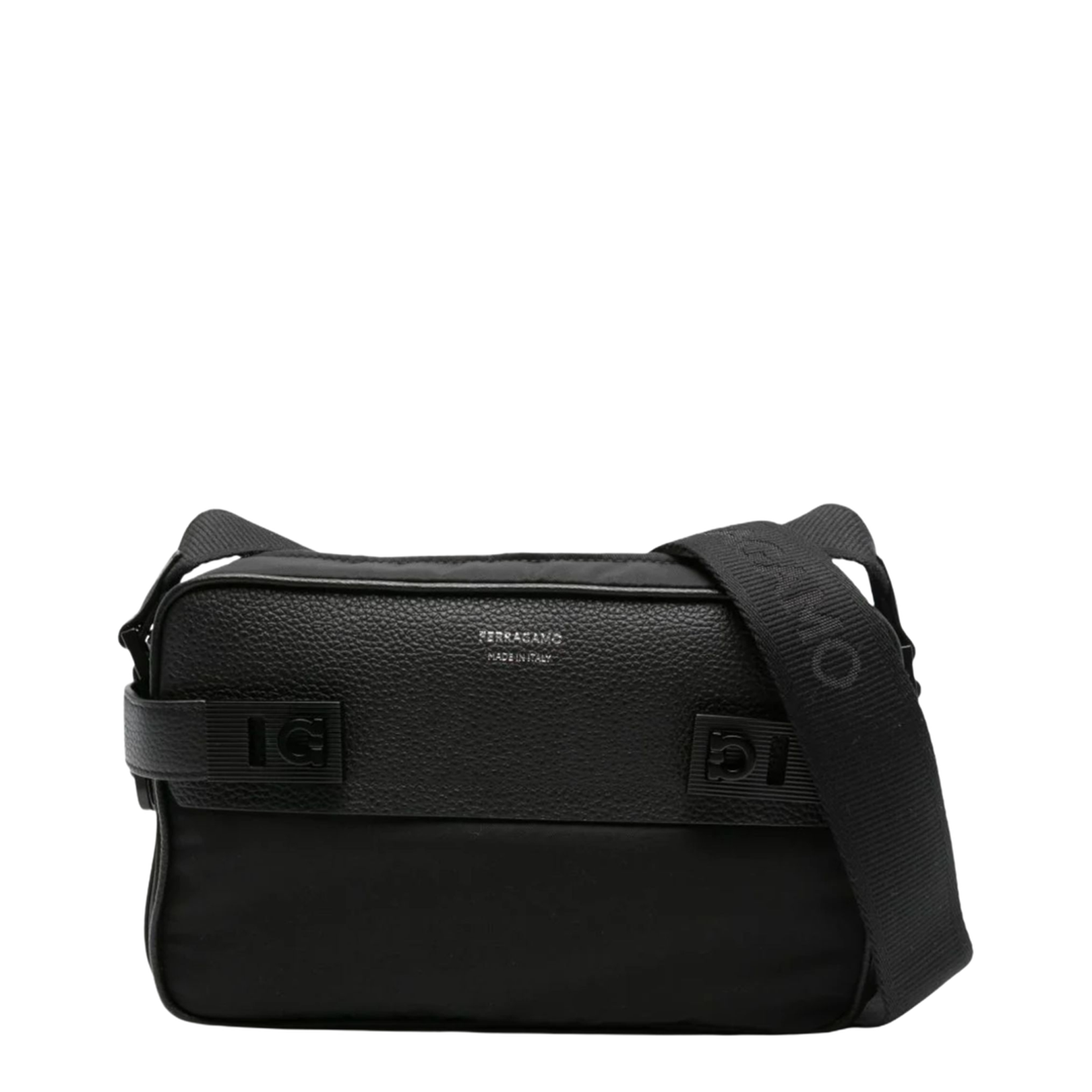 Crossbody Bag with Gancini Buckles Black - Image 1