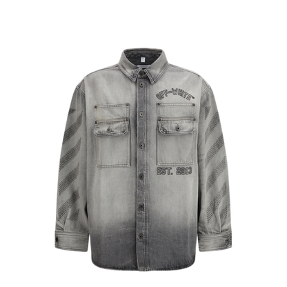 Diag Military Overshirt In Denim - Image 1