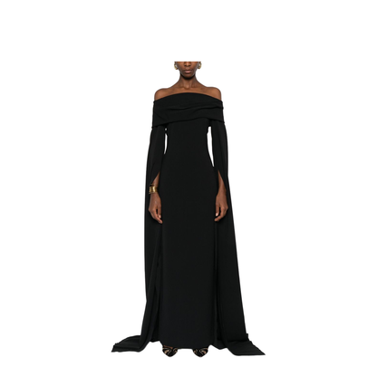 Black Off-Shoulder Neckline Maxi Length Dress - Image 3