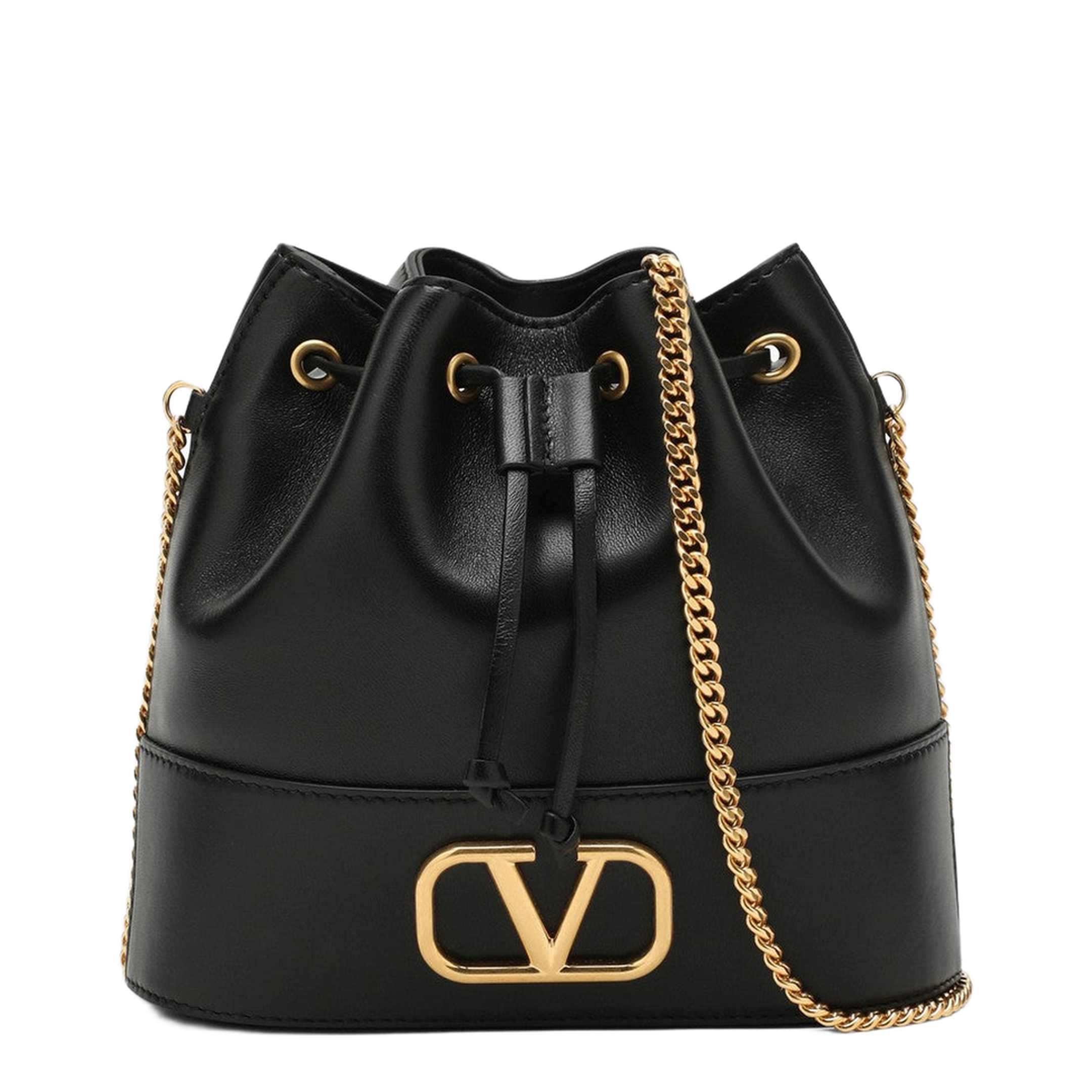 Mini Drawstring Vlogo Signature Nappa Antique Brass Logo - Image 1