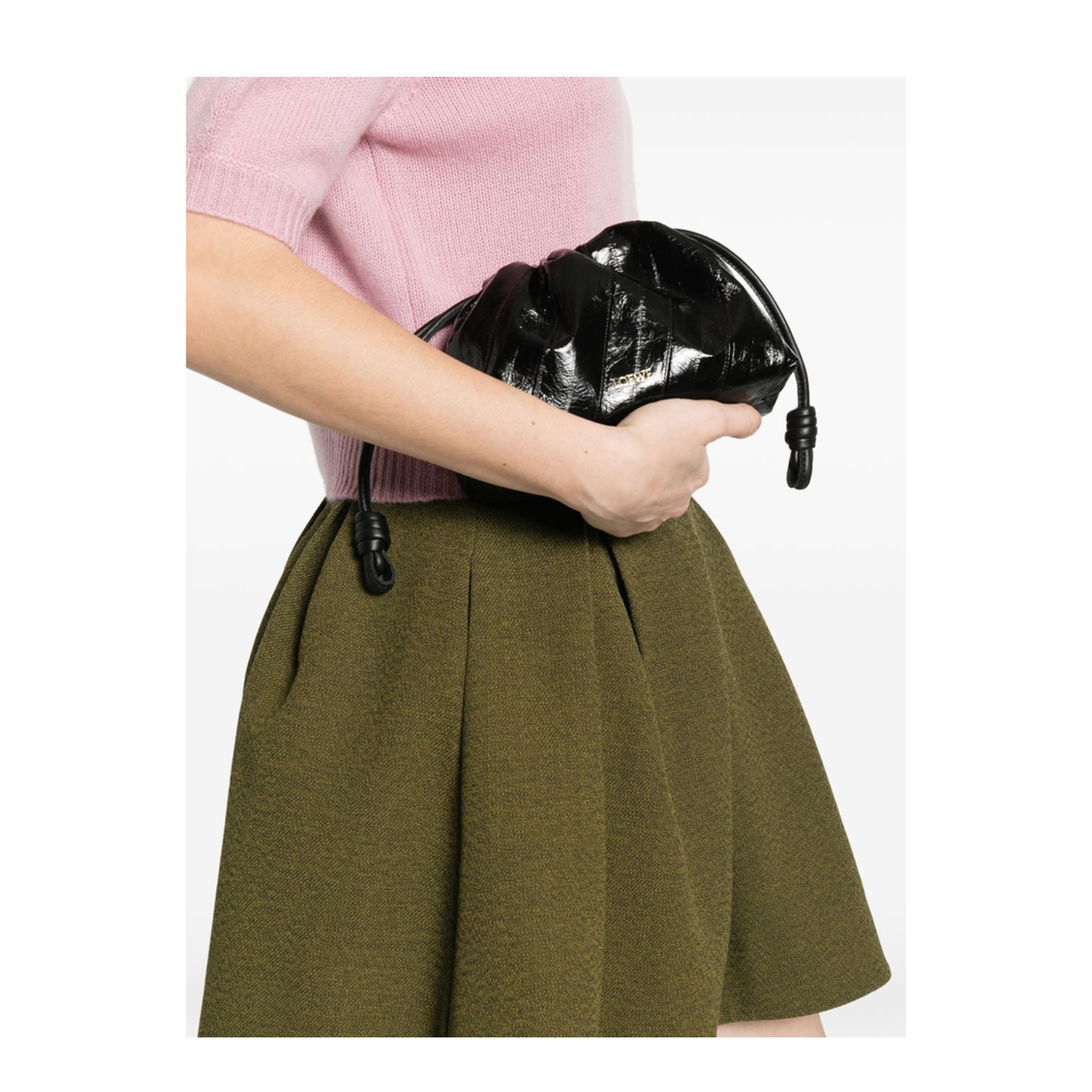 Flamenco Mini Calf Leather Clutch - Black - Image 4