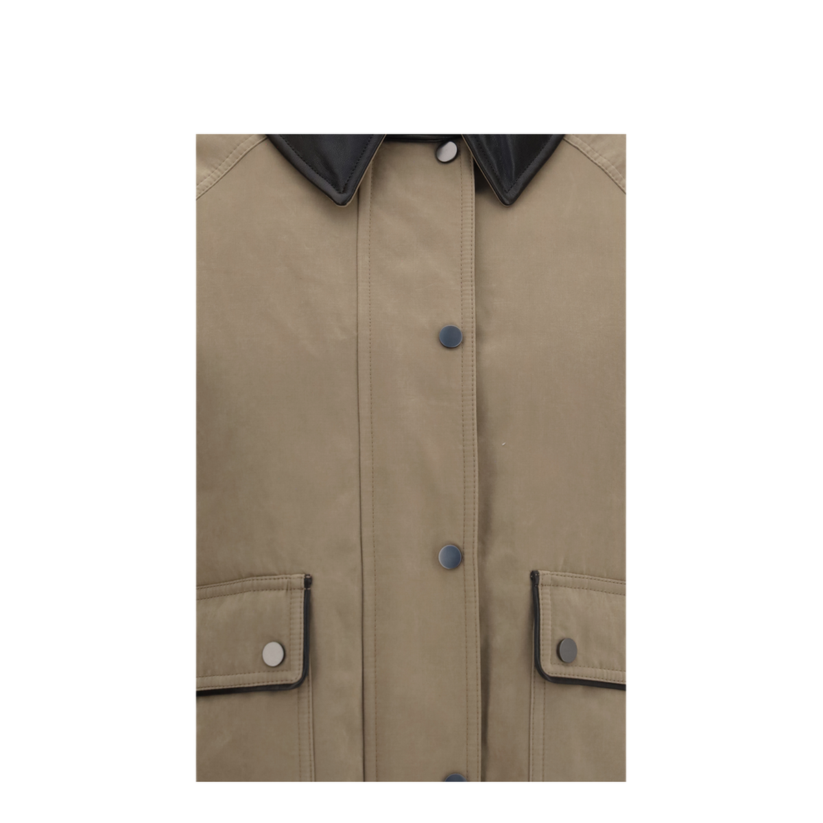 Padded Down Jacket With Leather Collar - Image 3