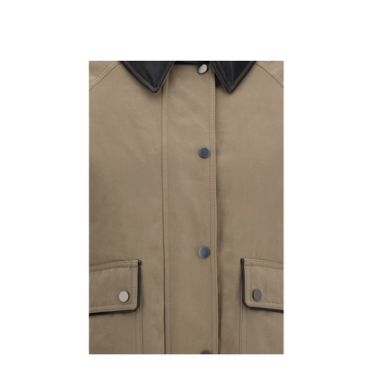 Padded Down Jacket With Leather Collar - Image 3