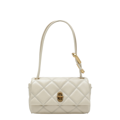 The Quilted Mini Full-Grain Leather Shoulder Bag - Cloud White - Image 1