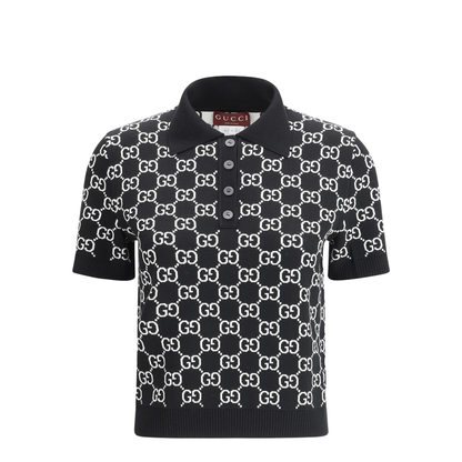 Wool Jacquard Polo Top - Image 1