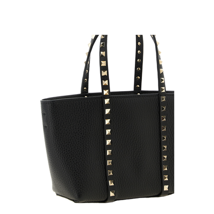 Rockstud Small Calfskin Shopping Bag - Black - Image 3