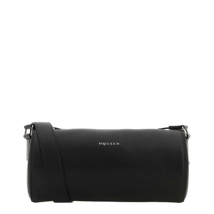 Black Leather McQueen Roller Crossbody Bag - Image 1