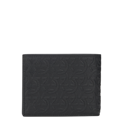Gancini Grained Calf Leather Bifold Wallet With ID Window - Black - Image 3