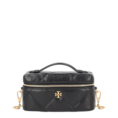 Kira Diamond Quilt Charm East-West Leather Vanity Case - Black - Image 1