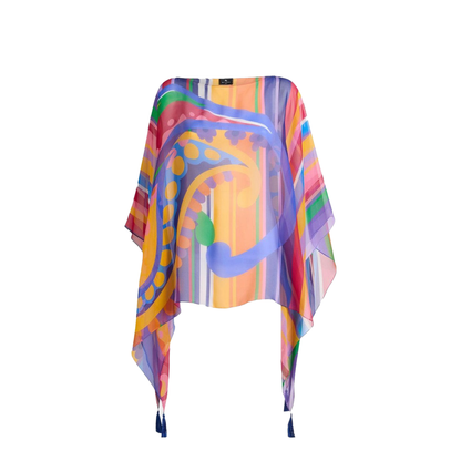 Paisley Print Silk Poncho Top - Image 1