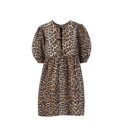 Printed Tie String Poplin Mini Dress - Image 1
