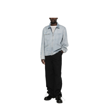 Washed Blue Zip-Up Denim Jacket - Image 4
