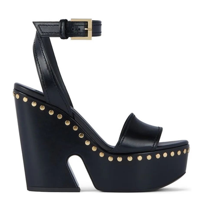 Clog Leather Platform Sandals with Studs Detail - Image 1