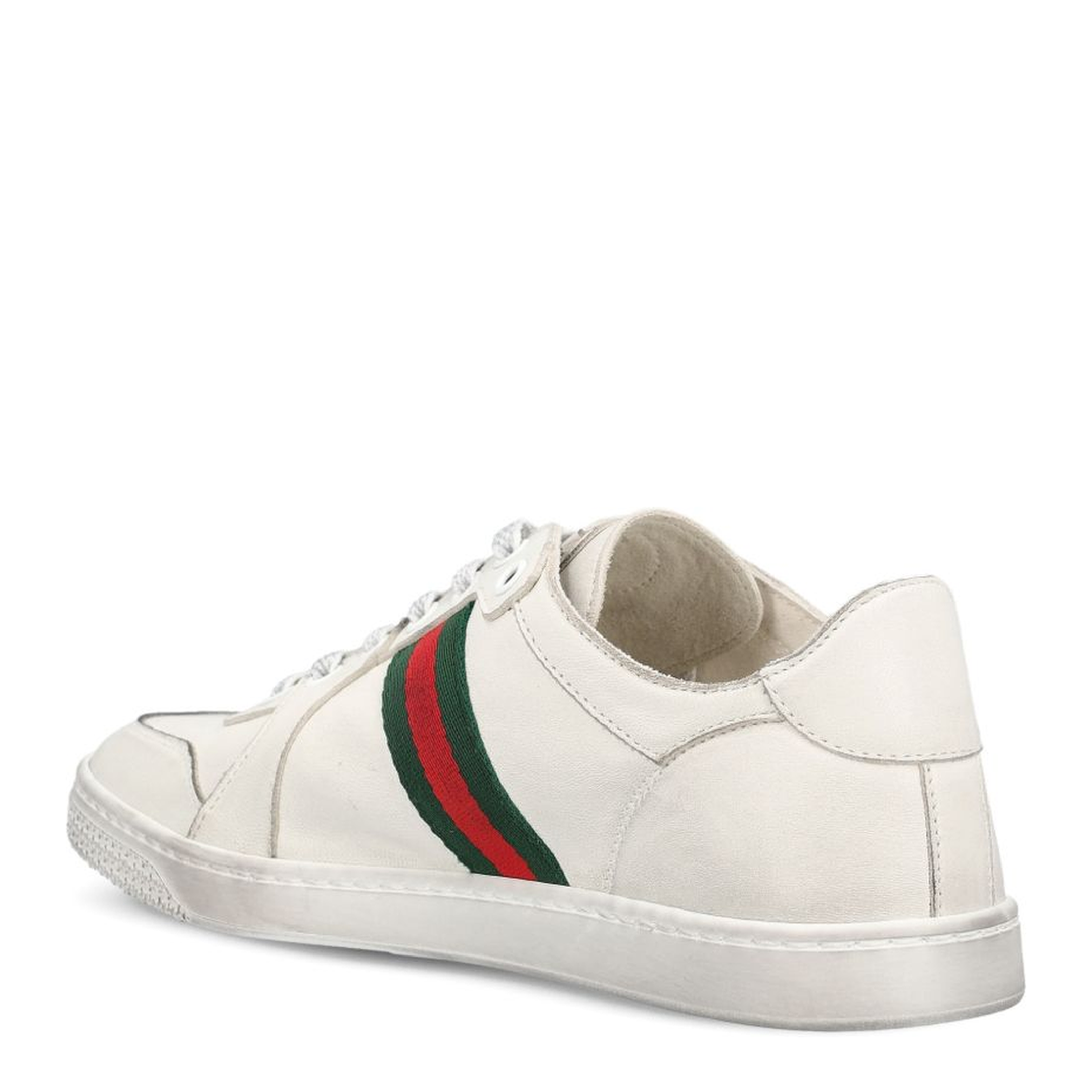Stretch Low-Top Trainer in White Leather - Image 3
