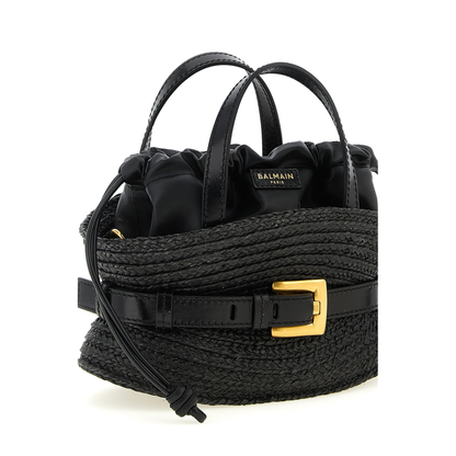 Shuffle Mini Bag in Calfskin and Raffia - Image 4