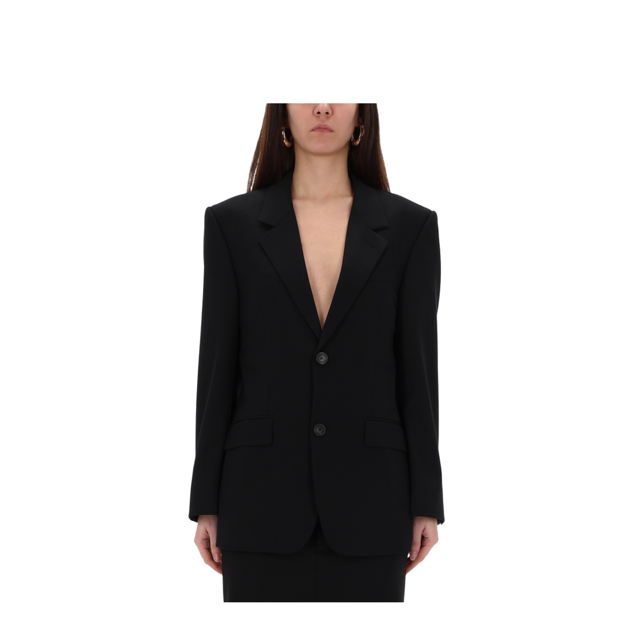 Standard Single-Breasted Tailored Blazer in Black - Image 3