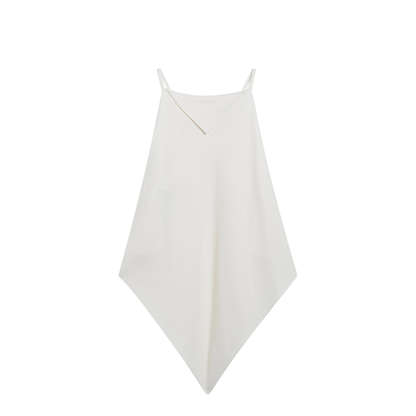 Scarf-inspired Wool and Silk Crepe Top in Ivory - Image 2