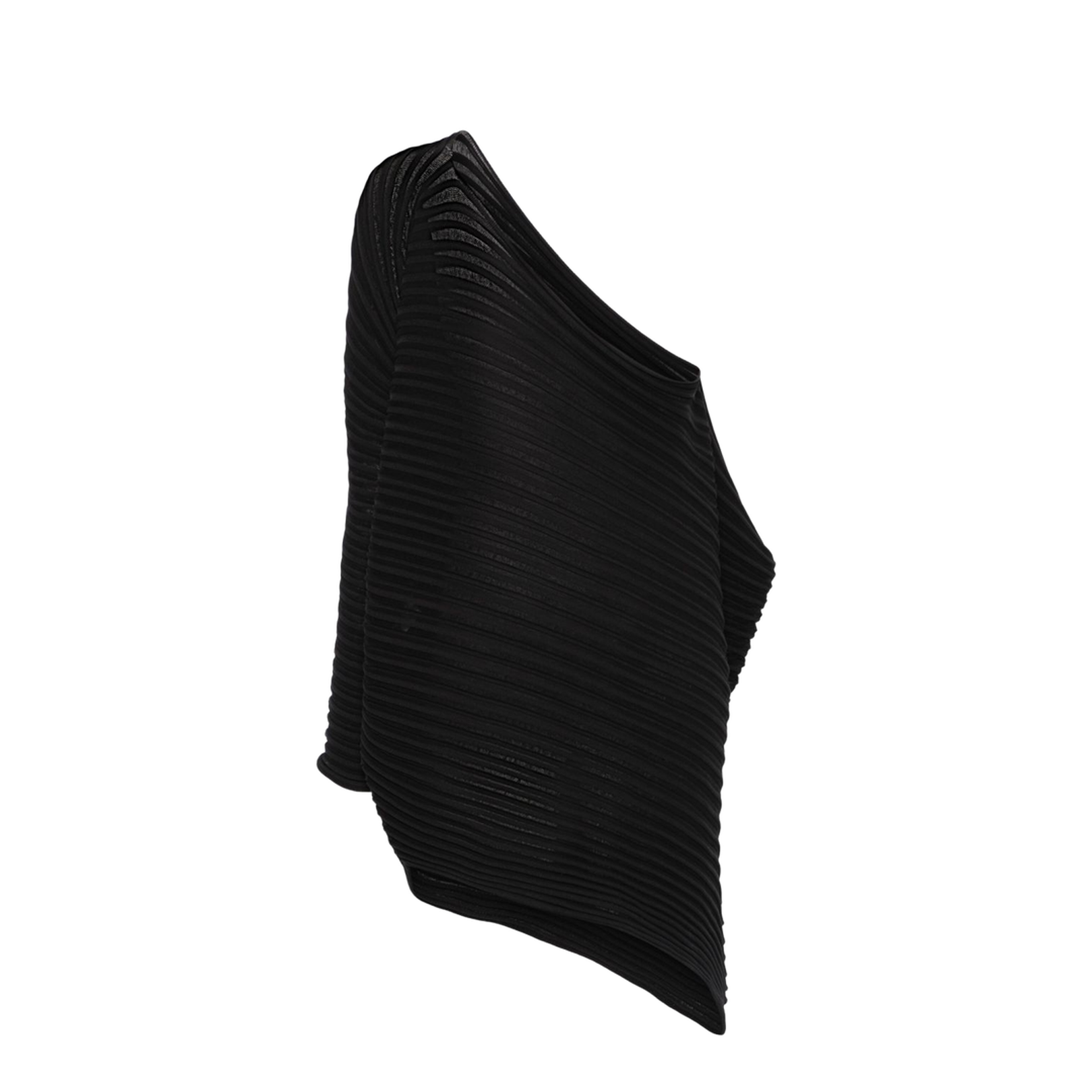 Black Asymmetric Neck One-Shoulder Fully Pleated - Image 2