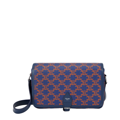 Folco Small Triomphe Canvas Calfskin Messenger - Deep Navy - Image 1