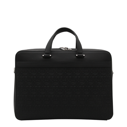 Salvatore Black Leather Business Gancini Top Handle Bag - Image 4