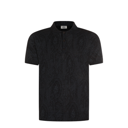 Men's Pattern Polo Shirt Blue - Image 2