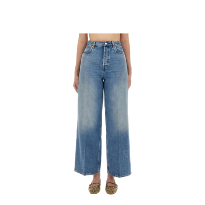 Wide Leg Denim Pants in Light Blue - Image 1