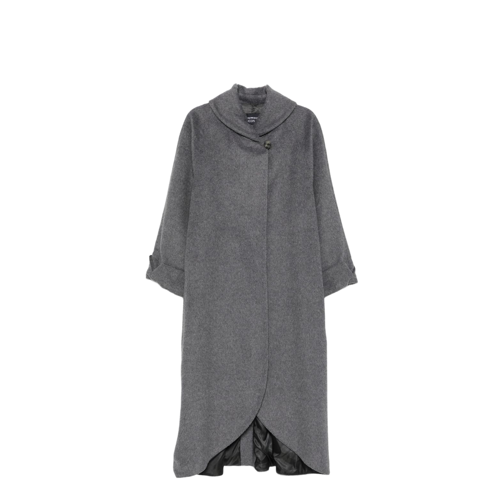High Neck Single Button Fastening Coat Grey - Image 1